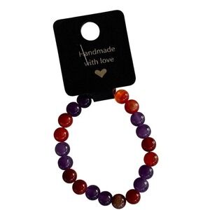 Handmade Gemstone Bead Bracelet Red Purple Colorful‎ Jewelry Gift Accessory